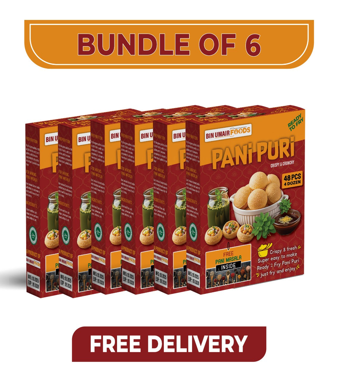 PANI PURI (BUNDLE OF 6 BOXES) | 24 DOZEN!
